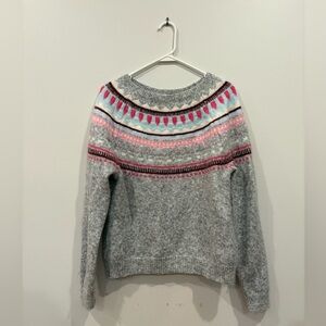 Gap Gray with Pink Patterned Sweater Size L